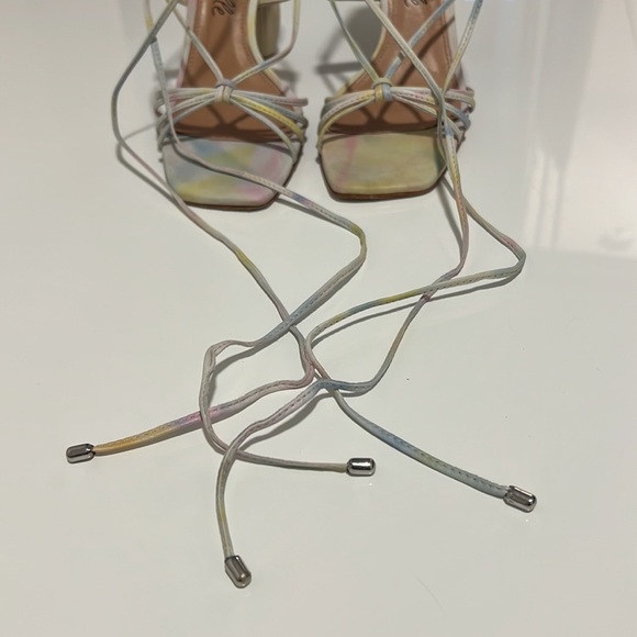 L’Intervalle Multi Coloured Tie Dye Leather Lace Up Heels w/ Creative Heel Sz 36 - Picture 11 of 11